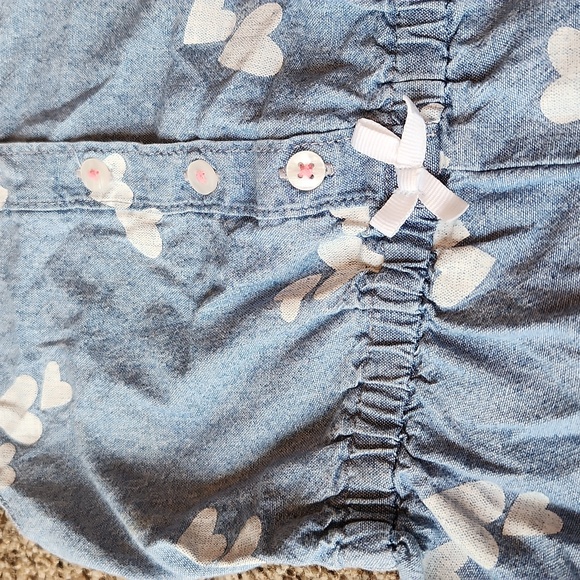 Carter's | Denim Heart Print Romper - Picture 2 of 8